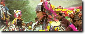 Drok-pa girls in their traditional dress during the festive celebrations.